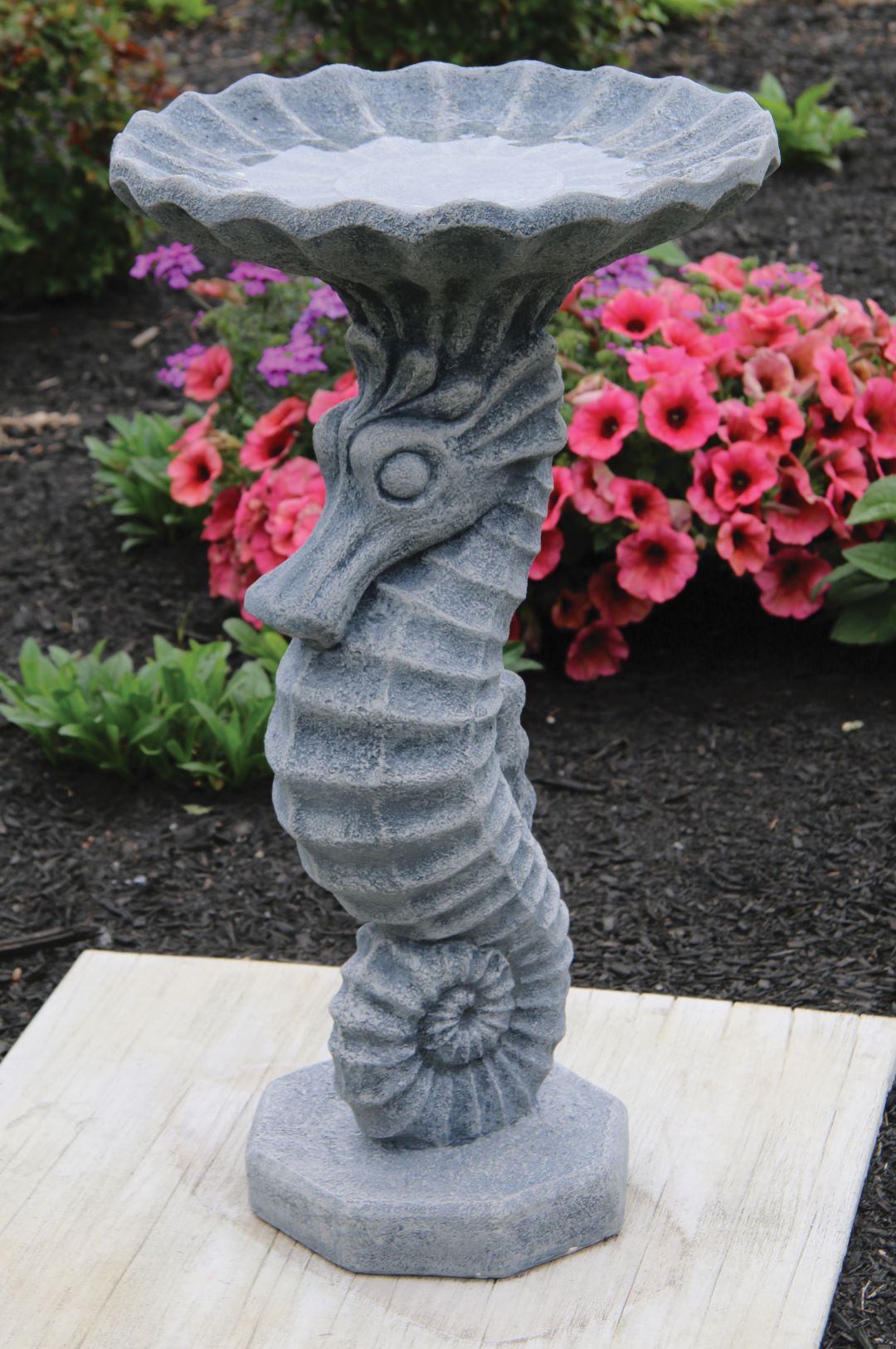 One Piece Seahorse Bird Bath